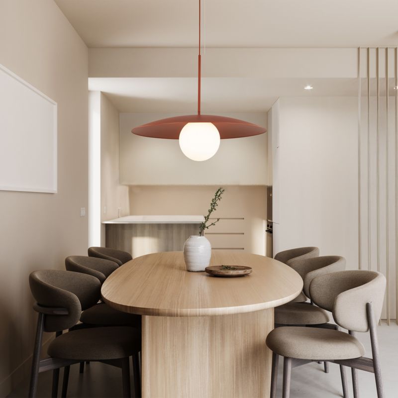 Lampa Wisząca Tk-Lighting Slate Brick Glass ceglany czerwony daszek talerz kulka klosz biały - 1szt.