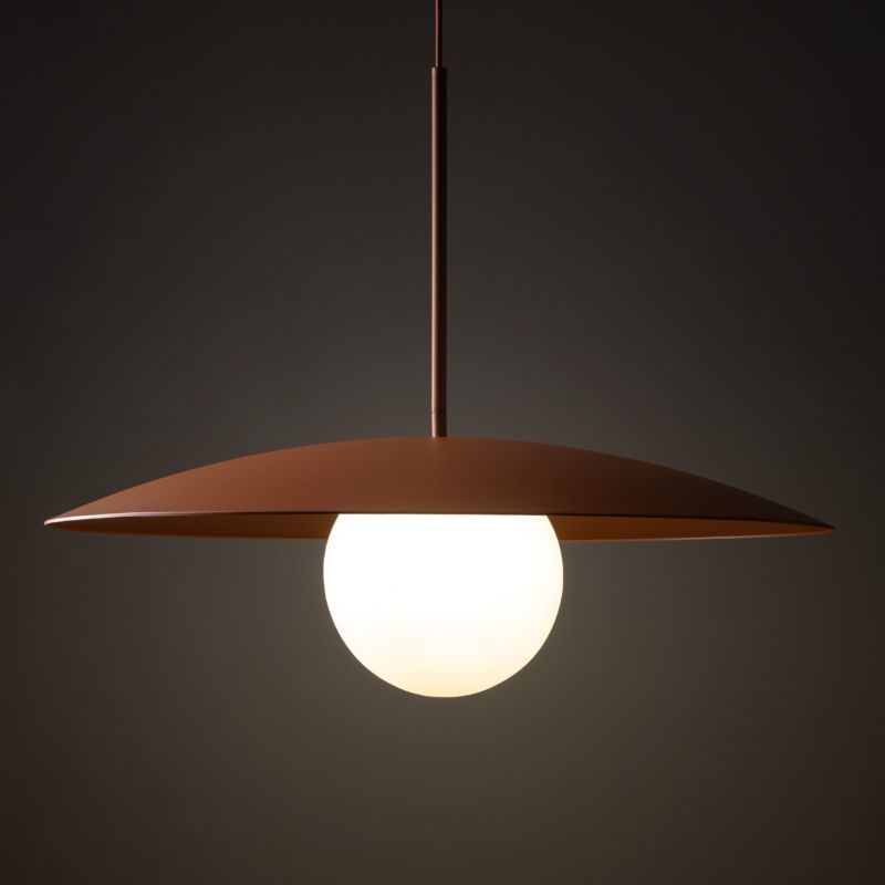 Lampa Wisząca Tk-Lighting Slate Brick Glass ceglany czerwony daszek talerz kulka klosz biały - 1szt.