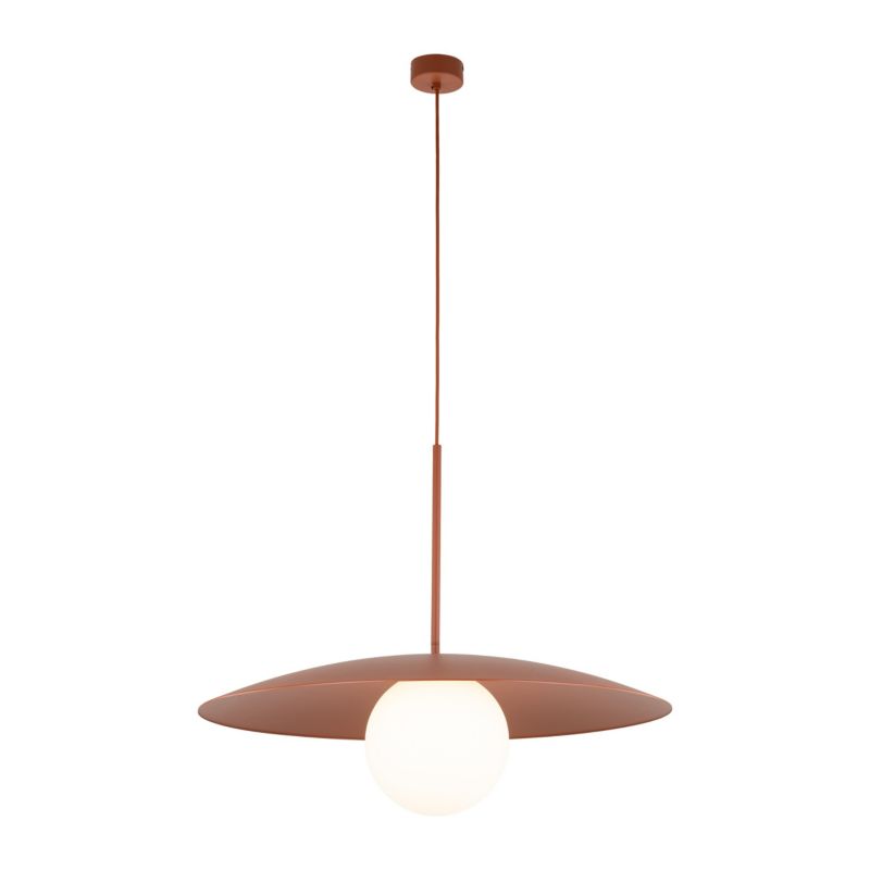 Lampa Wisząca Tk-Lighting Slate Brick Glass ceglany czerwony daszek talerz kulka klosz biały - 1szt.