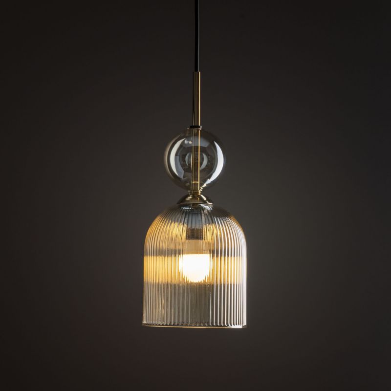 Lampa Wisząca Tk-Lighting Sophia Cognac 1Xe14 ryflowany klosz - 1szt.