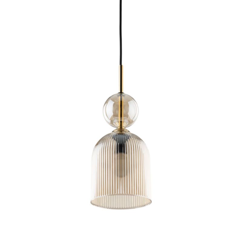 Lampa Wisząca Tk-Lighting Sophia Cognac 1Xe14 ryflowany klosz - 1szt.