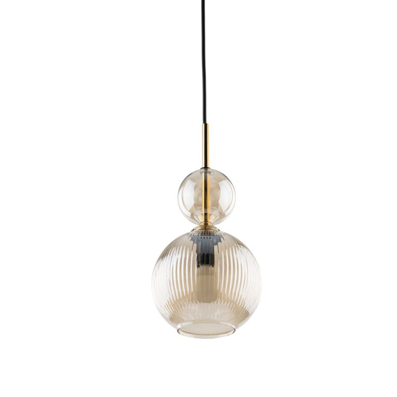 Lampa Wisząca Tk-Lighting Sophia Cognac 1Xe14 ryflowany klosz - 1szt.