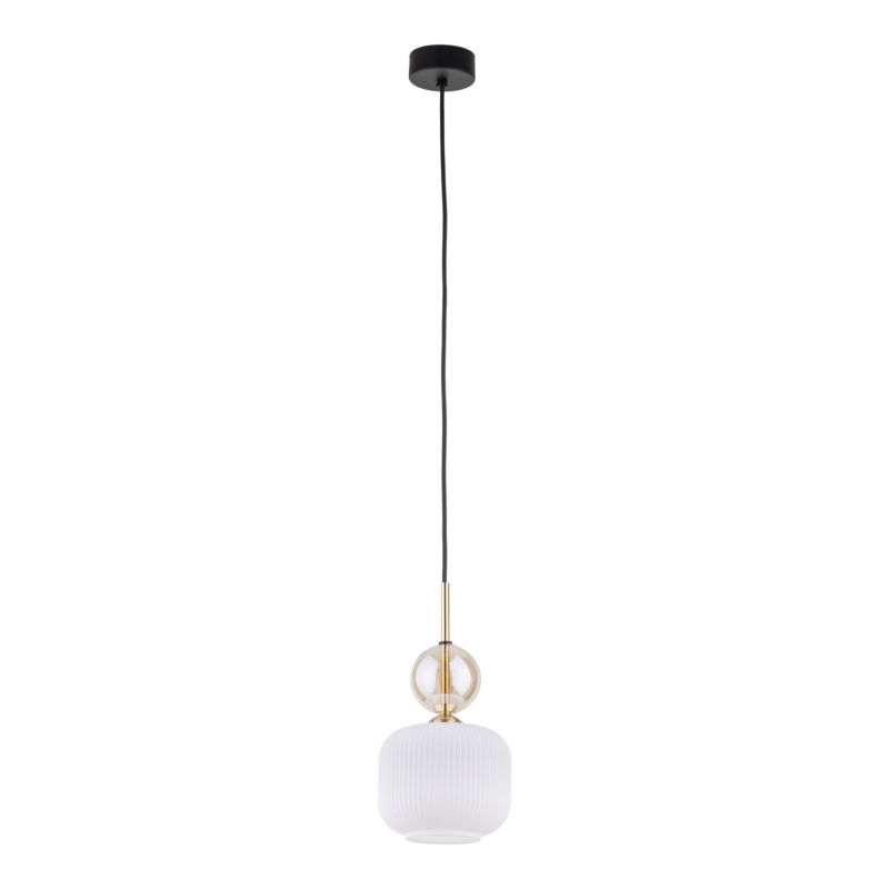 Lampa Wisząca TK Lighting Sophia Cognac biała 1Xe14 ryflowany klosz -1szt.