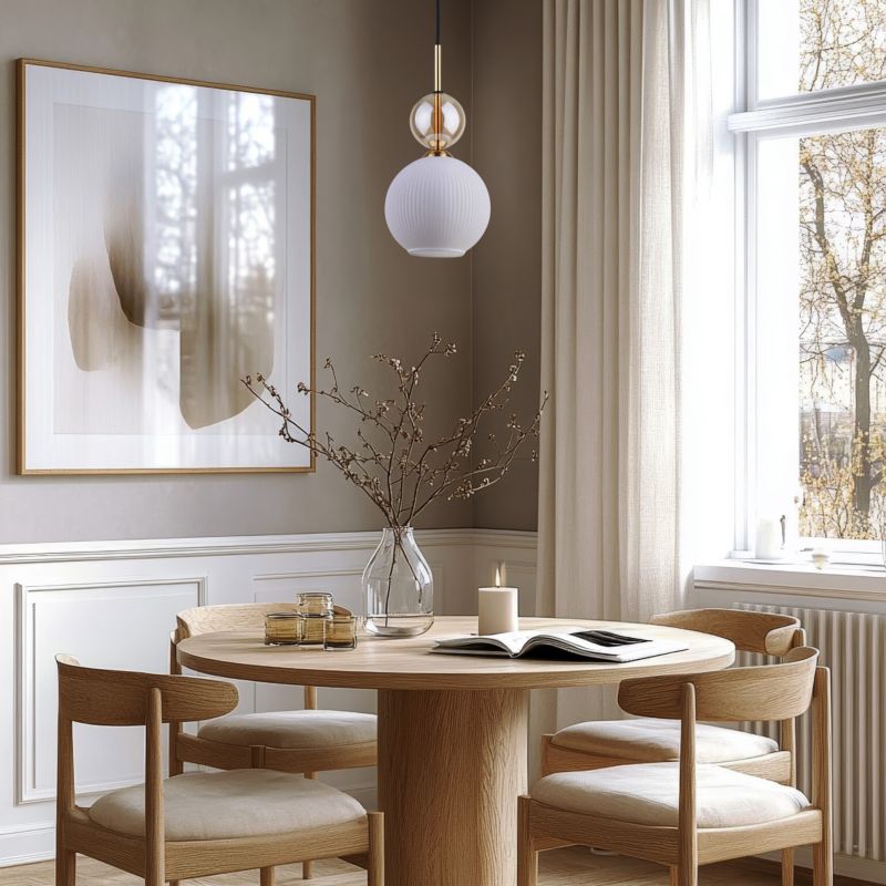 Lampa Wisząca Tk-Lighting Sophia Cognac White 1Xe14 ryflowany klosz - 1szt.
