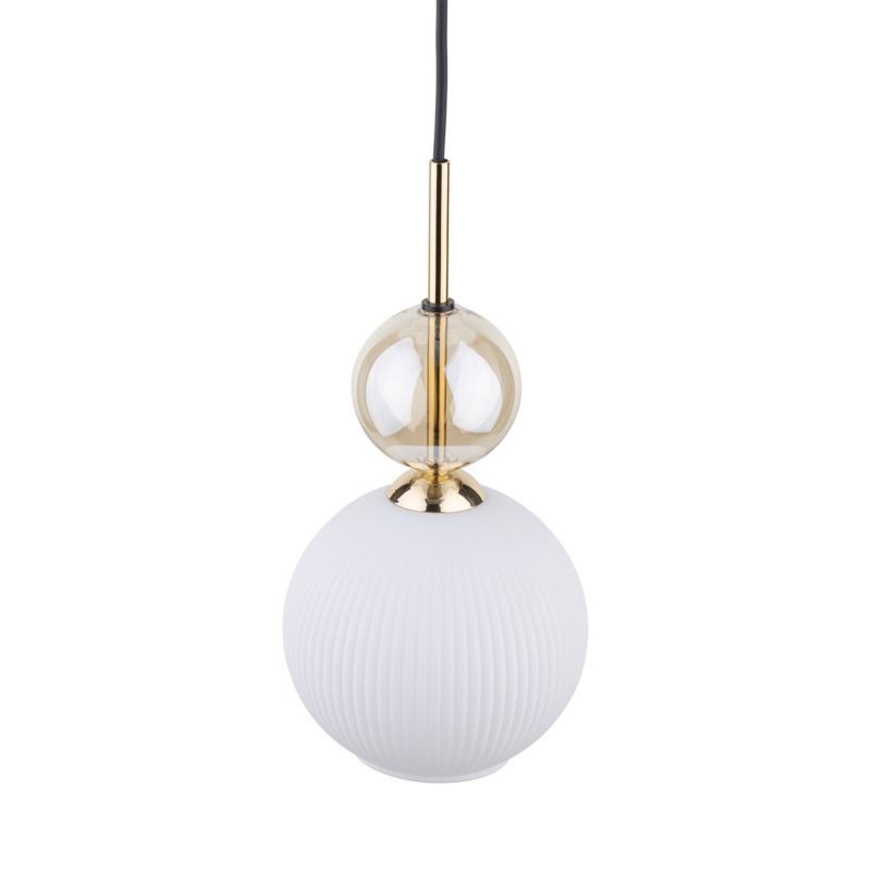 Lampa Wisząca Tk-Lighting Sophia Cognac White 1Xe14 ryflowany klosz - 1szt.