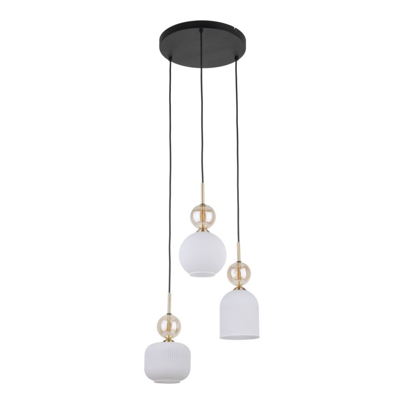 Lampa Wisząca Tk-Lighting Sophia Cognac white  3Xe14ryflowany klosz na kole - 1szt.