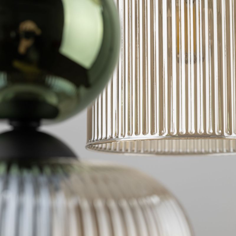 Lampa Wisząca Tk-Lighting Sophia Green Cognac zwis na kwadracie ryflowany klosz - 1 szt.