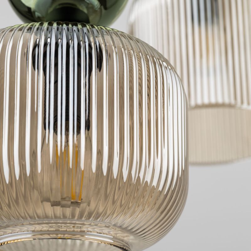 Lampa Wisząca Tk-Lighting Sophia Green Cognac zwis na kwadracie ryflowany klosz - 1 szt.