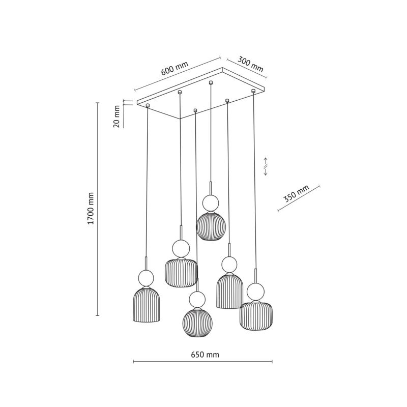 Lampa Wisząca Tk-Lighting Sophia Green Cognac zwis na kwadracie ryflowany klosz - 1 szt.