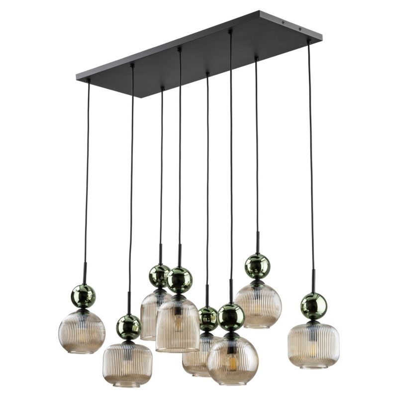Lampa wisząca Tk-Lighting Sophia Green zwis na prostokącie ryflowany klosz - 1 szt.