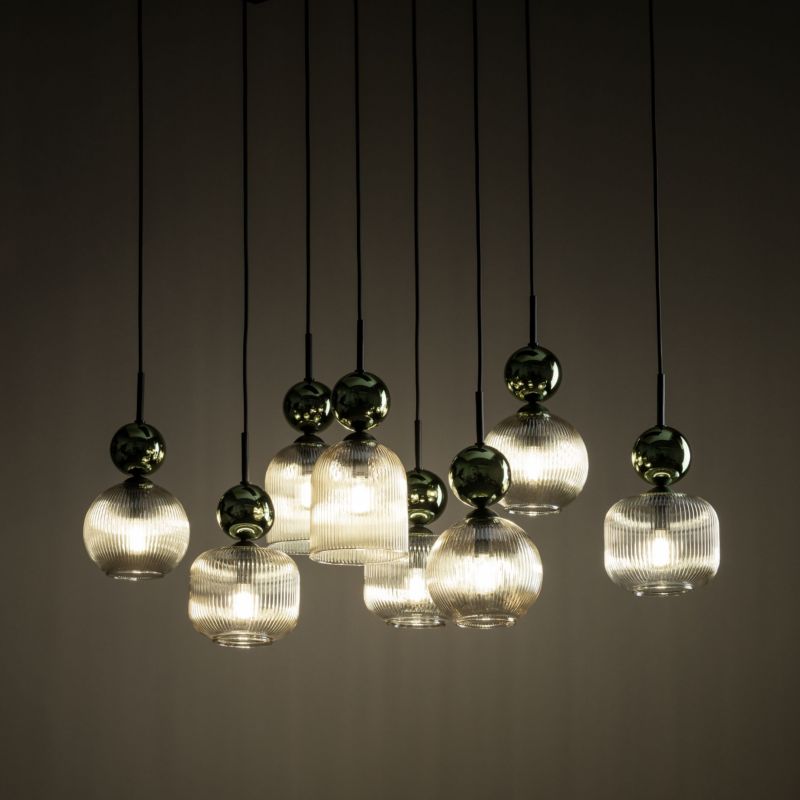 Lampa wisząca Tk-Lighting Sophia Green zwis na prostokącie ryflowany klosz - 1 szt.