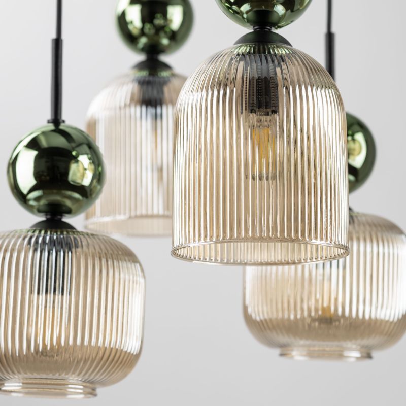 Lampa wisząca Tk-Lighting Sophia Green zwis na prostokącie ryflowany klosz - 1 szt.