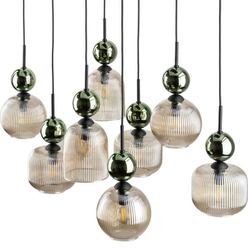 Lampa wisząca Tk-Lighting Sophia Green zwis na prostokącie ryflowany klosz - 1 szt.