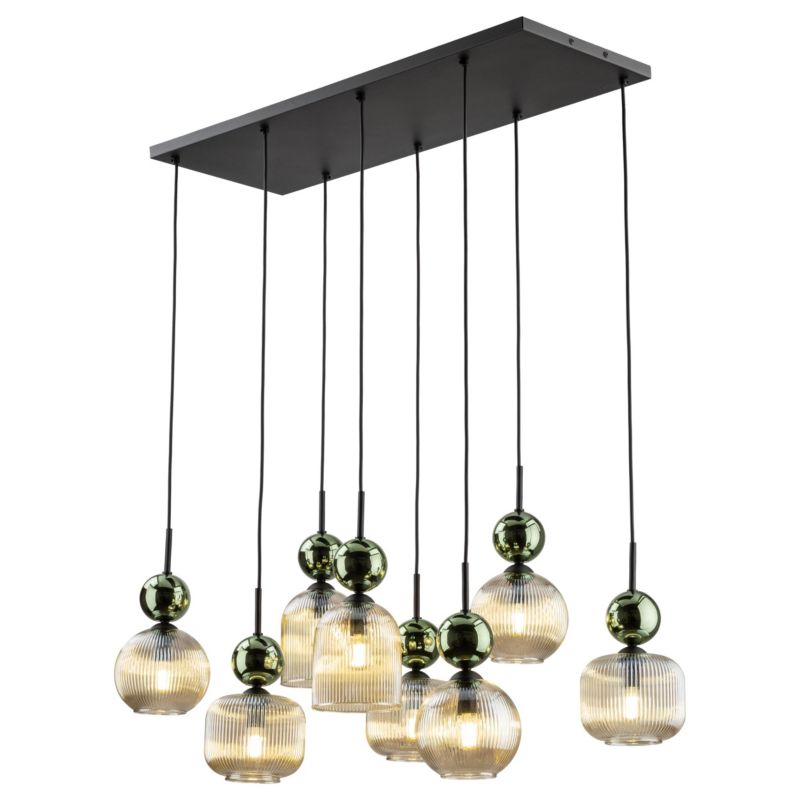 Lampa wisząca Tk-Lighting Sophia Green zwis na prostokącie ryflowany klosz - 1 szt.