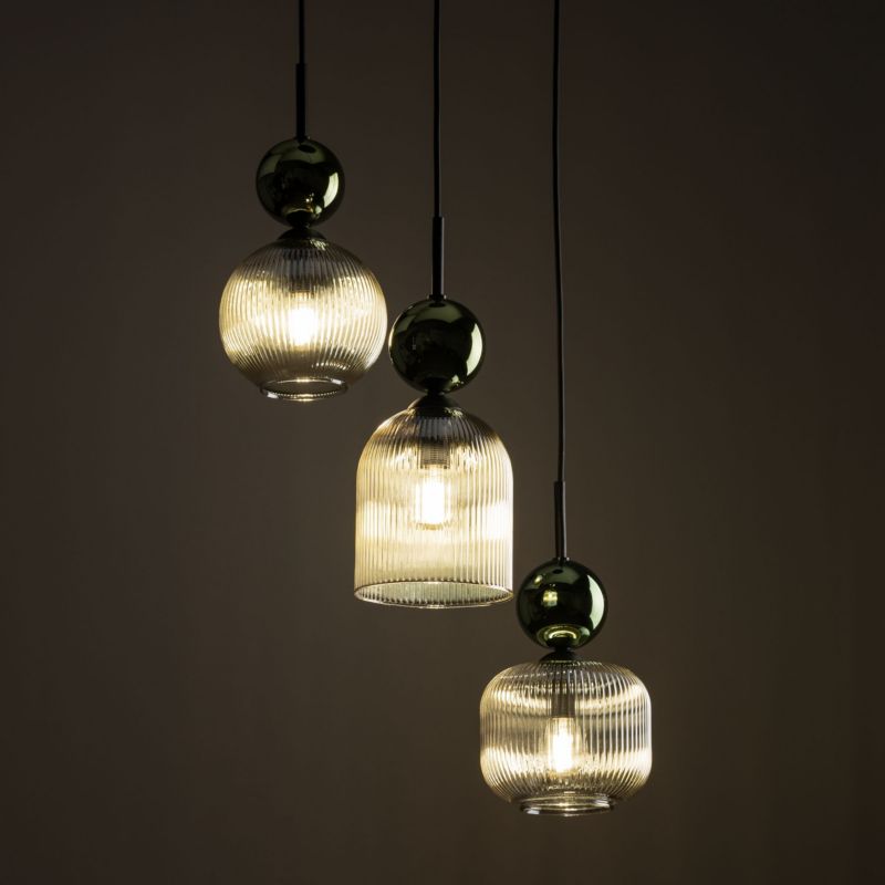 Lampa Wisząca Tk-Lighting Sophia Green zwis ryflowany klosz - 1szt.