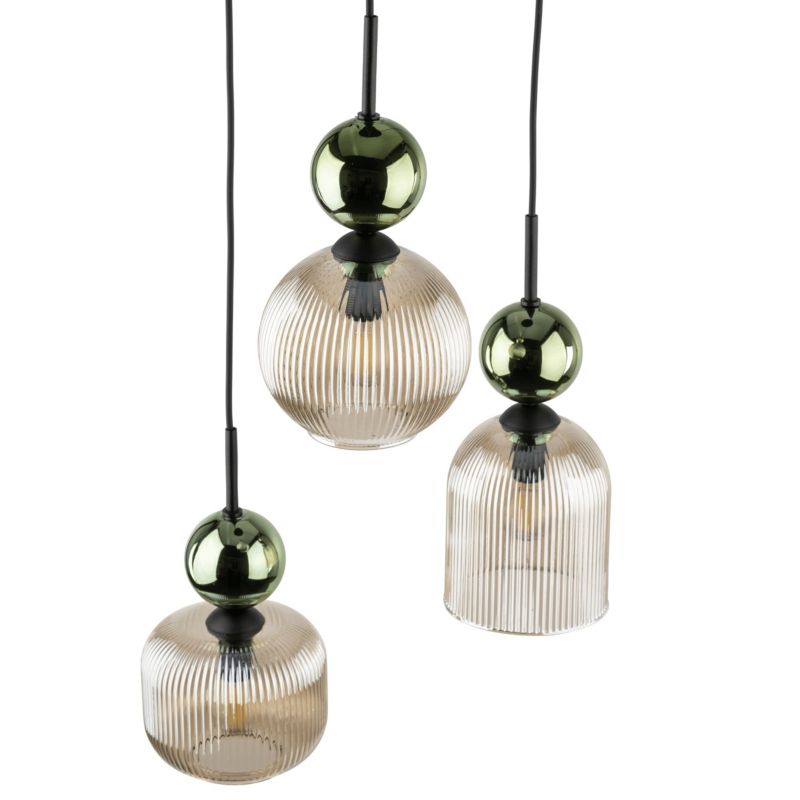 Lampa Wisząca Tk-Lighting Sophia Green zwis ryflowany klosz - 1szt.