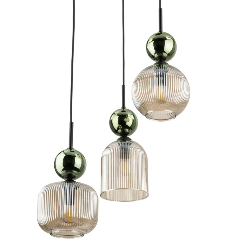 Lampa Wisząca Tk-Lighting Sophia Green zwis ryflowany klosz - 1szt.