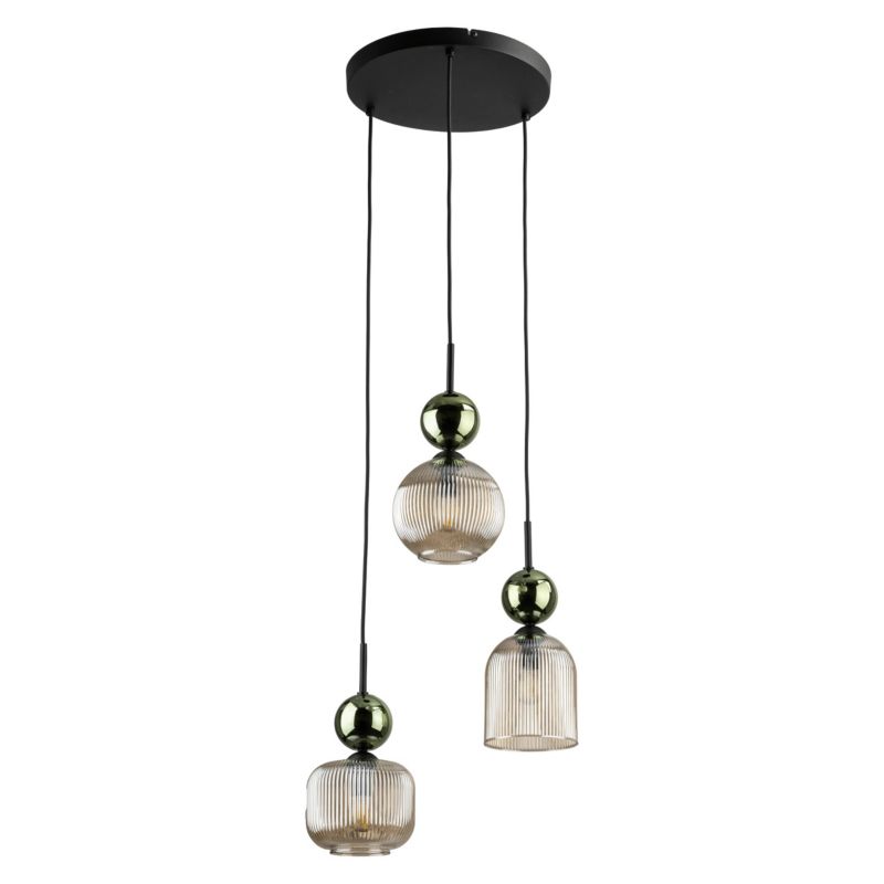 Lampa Wisząca Tk-Lighting Sophia Green zwis ryflowany klosz - 1szt.
