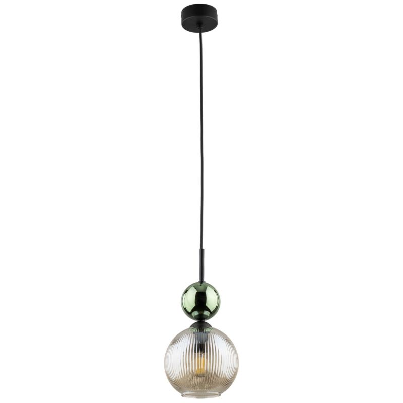 Lampa wisząca Tk-Lighting Sophia zielona kulka koniakowy klosz 1Xe14 szkło ryflowane - 1szt.