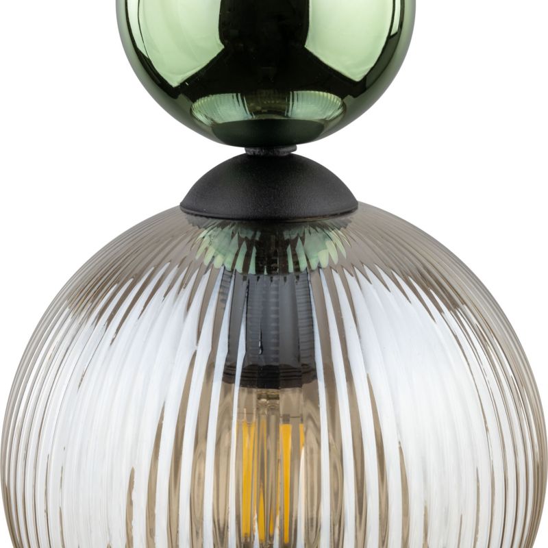 Lampa wisząca Tk-Lighting Sophia zielona kulka koniakowy klosz 1Xe14 szkło ryflowane - 1szt.