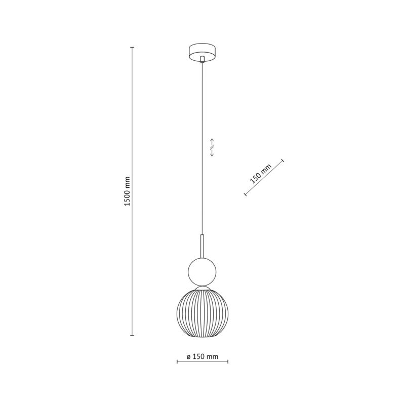 Lampa wisząca Tk-Lighting Sophia zielona kulka koniakowy klosz 1Xe14 szkło ryflowane - 1szt.