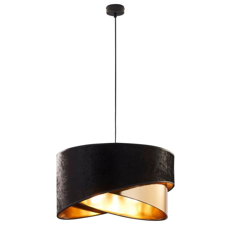 Lampa wisząca TK Lighting Tercino czarny welur złoty środek 3 Ścięta 500 Elegancka -1szt.