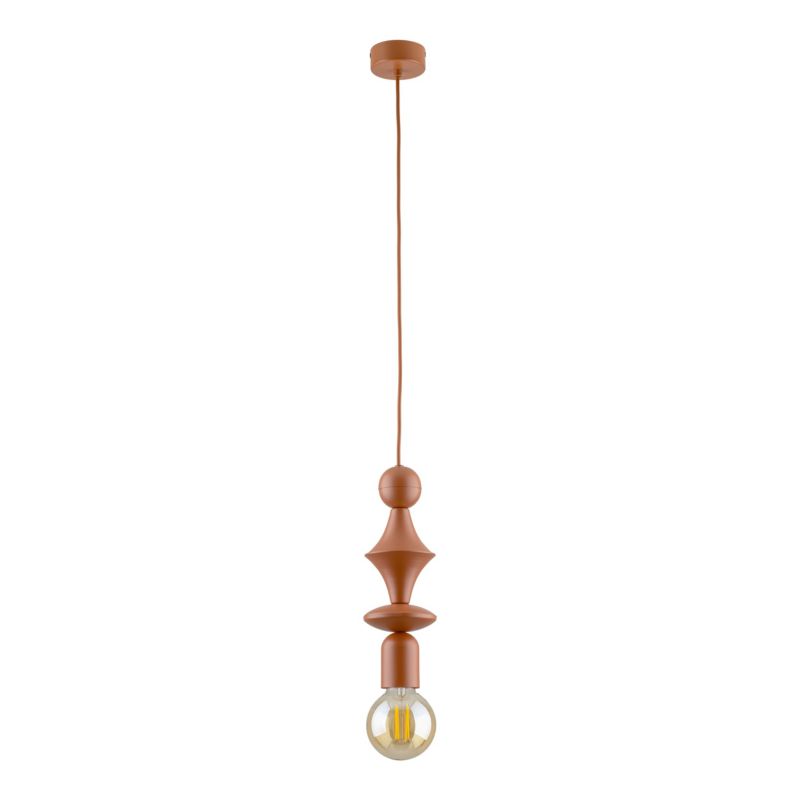 Lampa Wisząca Tk-Lighting Tower czerwona ceglasta drewno - 1szt.