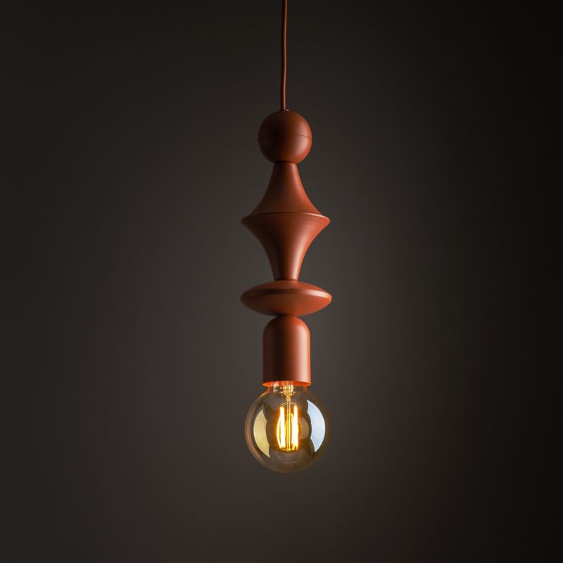 Lampa Wisząca Tk-Lighting Tower czerwona ceglasta drewno - 1szt.
