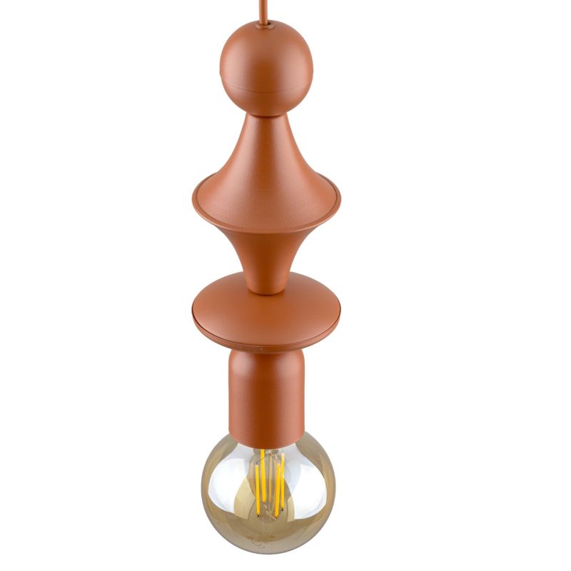 Lampa Wisząca Tk-Lighting Tower czerwona ceglasta drewno - 1szt.