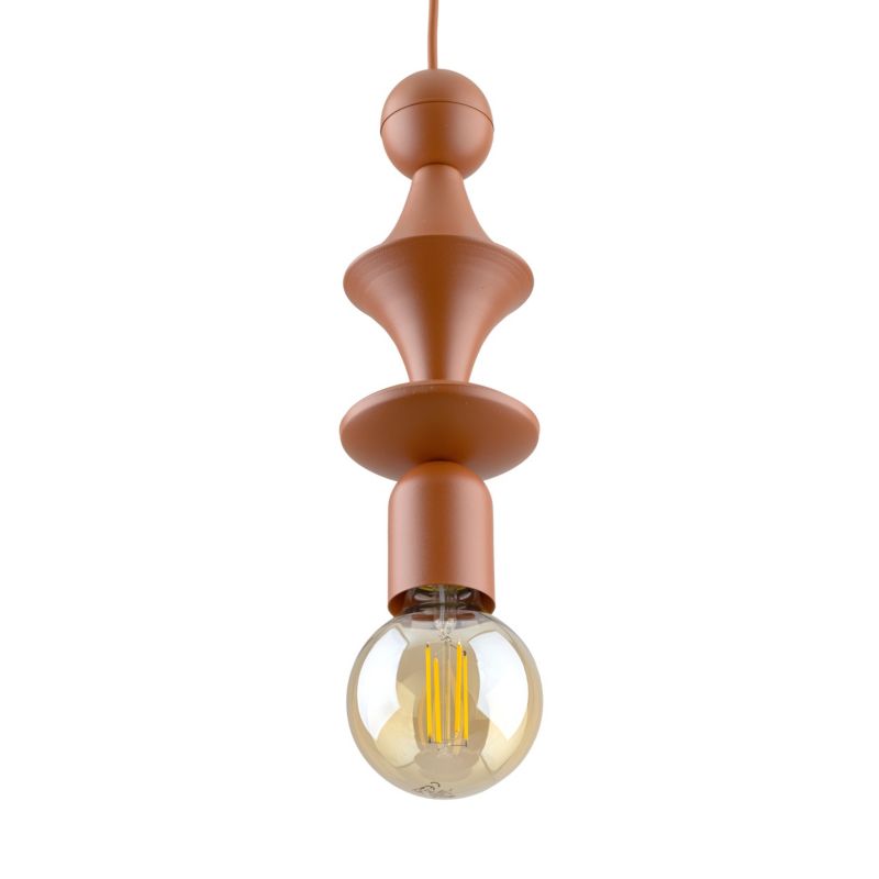 Lampa Wisząca Tk-Lighting Tower czerwona ceglasta drewno - 1szt.
