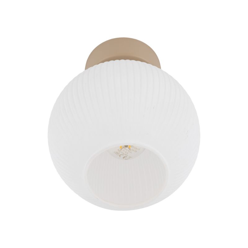 Lampa wisząca Tk-Lighting Virlo biały ryflowany klosz beżowa lampa sufitowa plafon 1Xe14 - 1szt.