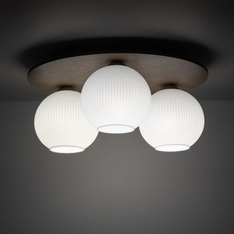 Lampa wisząca Tk-Lighting Virlo biały ryflowany klosz drewniana lampa sufitowa plafon 3Xe14 - 1szt.