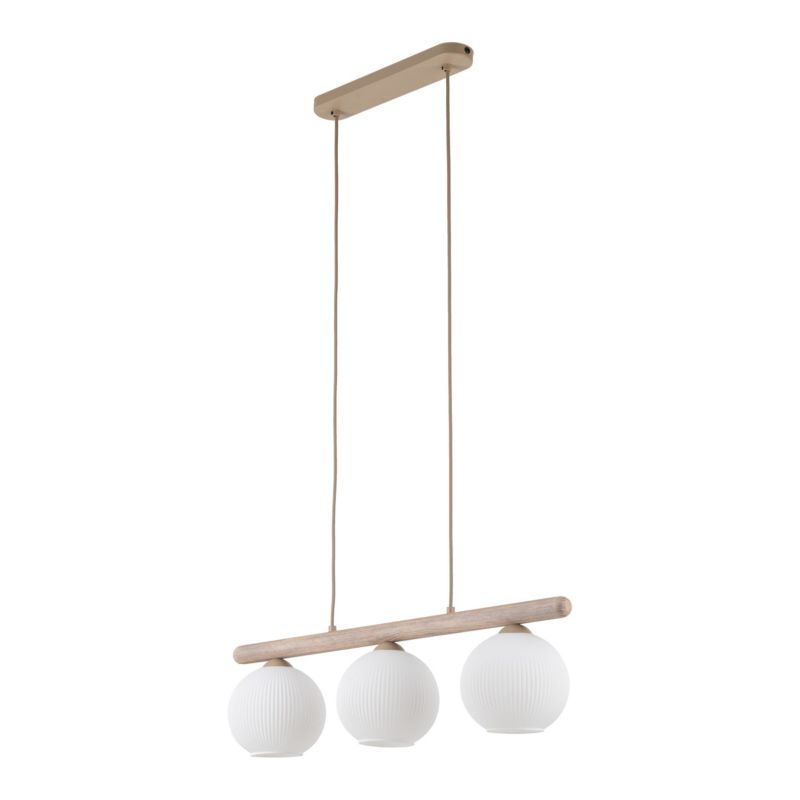 Lampa Wisząca Tk-Lighting Virlo prosta belka beżowa klosze białe kulki - 1 szt.