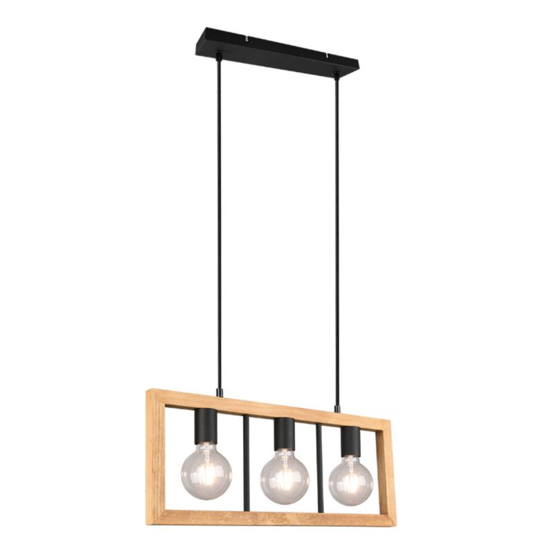 Lampa wisząca Trio Agra jasne drewno-czarna wym: 150 x 60 x 8,5 cm 3xE27 x  1 szt.