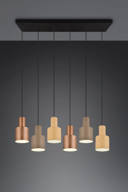 Lampa wisząca Trio AGUDO brązowa-odcienie brązu 6xE27x40W IP20 wym:150x85x27cm - 1 szt.