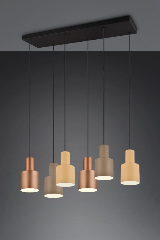 Lampa wisząca Trio AGUDO brązowa-odcienie brązu 6xE27x40W IP20 wym:150x85x27cm - 1 szt.