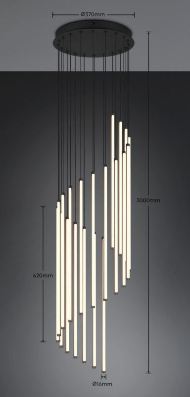 Lampa wisząca Trio BAXTER czarna LED 70W 2300/3000/4000K 1306lm IP20 - 1 szt.