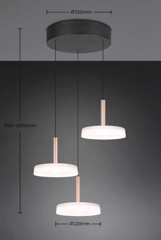 Lampa wisząca Trio Celeste 7398 odcienie brązo-czarna nowoczesna wbudowany LED 7W 1 szt.
