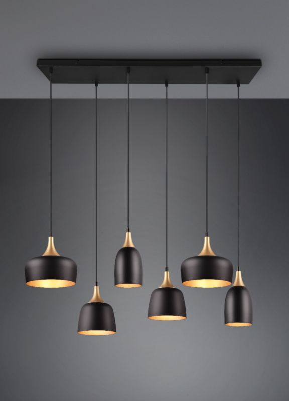 Lampa wisząca Trio CHIRAZ czarna 6xE27x25W IP20 wym:150x90,5x32,5cm - 1 szt.