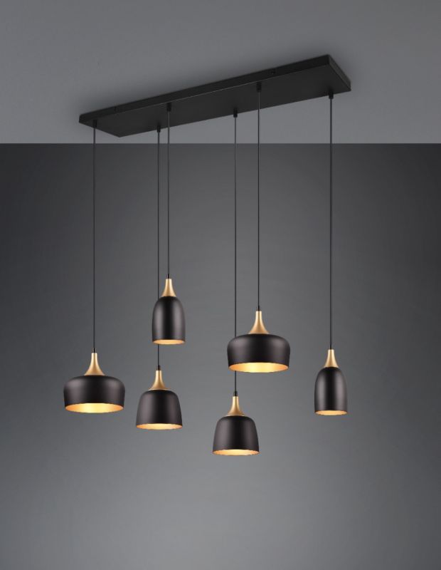 Lampa wisząca Trio CHIRAZ czarna 6xE27x25W IP20 wym:150x90,5x32,5cm - 1 szt.