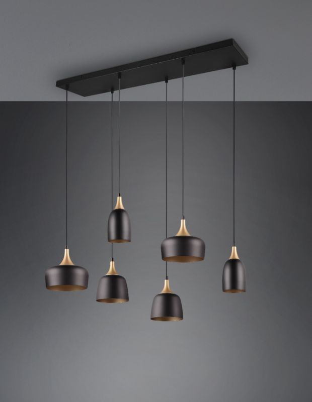 Lampa wisząca Trio CHIRAZ czarna 6xE27x25W IP20 wym:150x90,5x32,5cm - 1 szt.