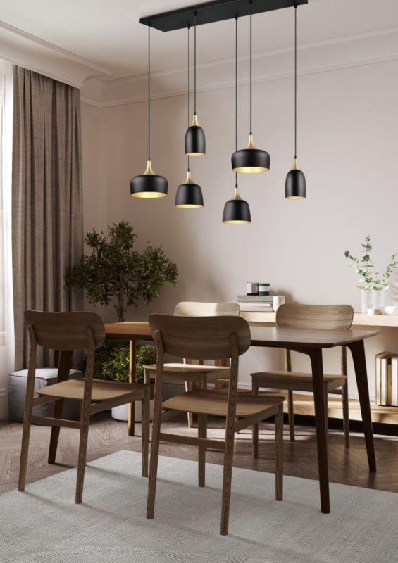 Lampa wisząca Trio CHIRAZ czarna 6xE27x25W IP20 wym:150x90,5x32,5cm - 1 szt.