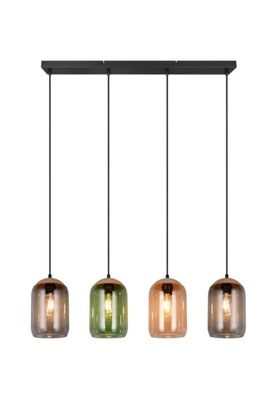 Lampa wisząca Trio Cork 2997 czarna-dymiona-bursztynowy-zielona nad stół 4xE27 x 1 szt.