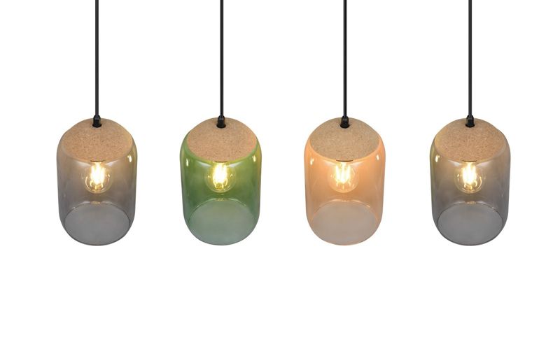 Lampa wisząca Trio Cork 2997 czarna-dymiona-bursztynowy-zielona nad stół 4xE27 x 1 szt.