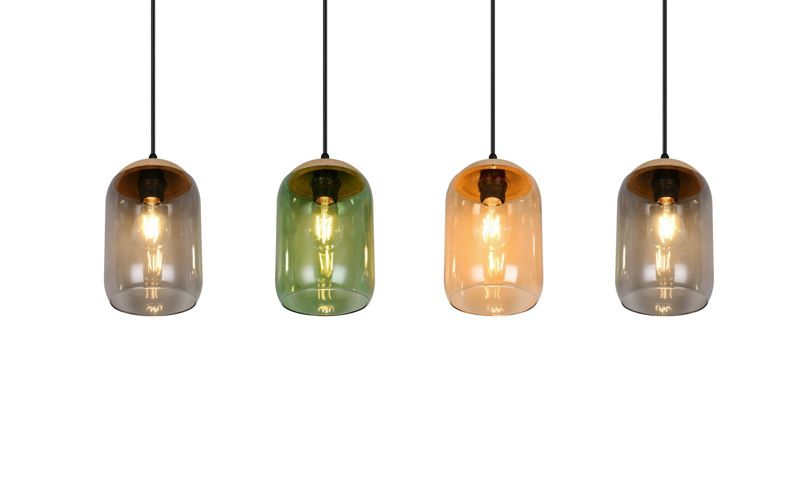 Lampa wisząca Trio Cork 2997 czarna-dymiona-bursztynowy-zielona nad stół 4xE27 x 1 szt.