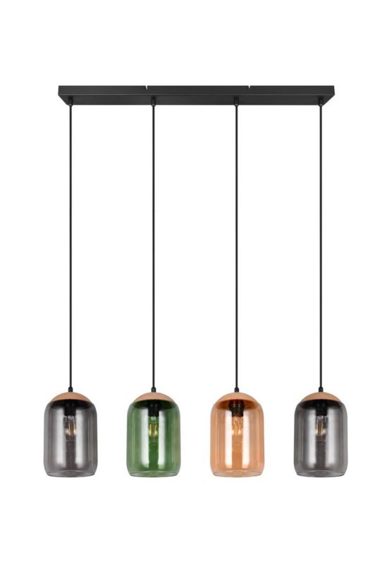 Lampa wisząca Trio Cork 2997 czarna-dymiona-bursztynowy-zielona nad stół 4xE27 x 1 szt.