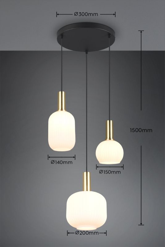 Lampa wisząca Trio Diva 4503 czarno-biała-złota nad stół 3xE27 x 1 szt.