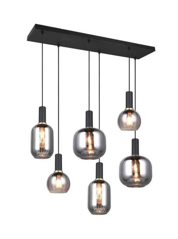 Lampa wisząca Trio Diva czarna-dymiona-chromowana wym: 150 x 92 x 35 cm 6xE27 x  1 szt.