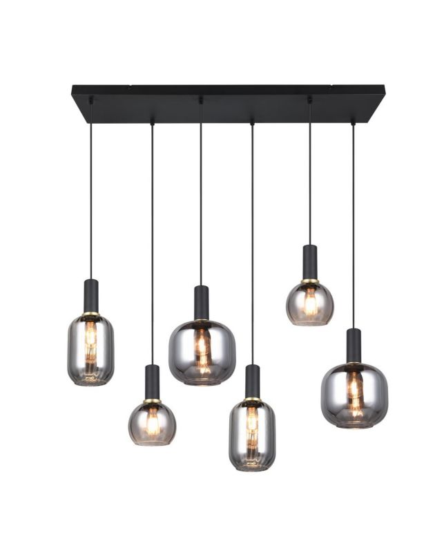Lampa wisząca Trio Diva czarna-dymiona-chromowana wym: 150 x 92 x 35 cm 6xE27 x  1 szt.