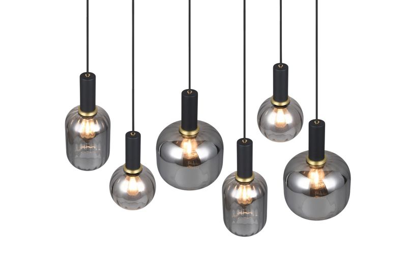 Lampa wisząca Trio Diva czarna-dymiona-chromowana wym: 150 x 92 x 35 cm 6xE27 x  1 szt.